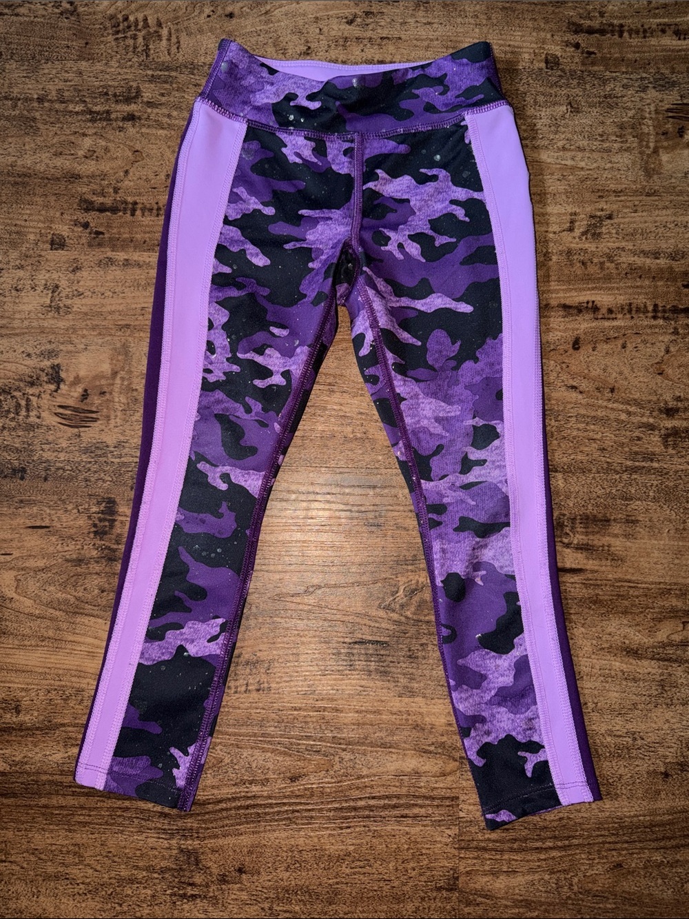 Avia Purple Camo Kids Leggings with Lilac Side Panels